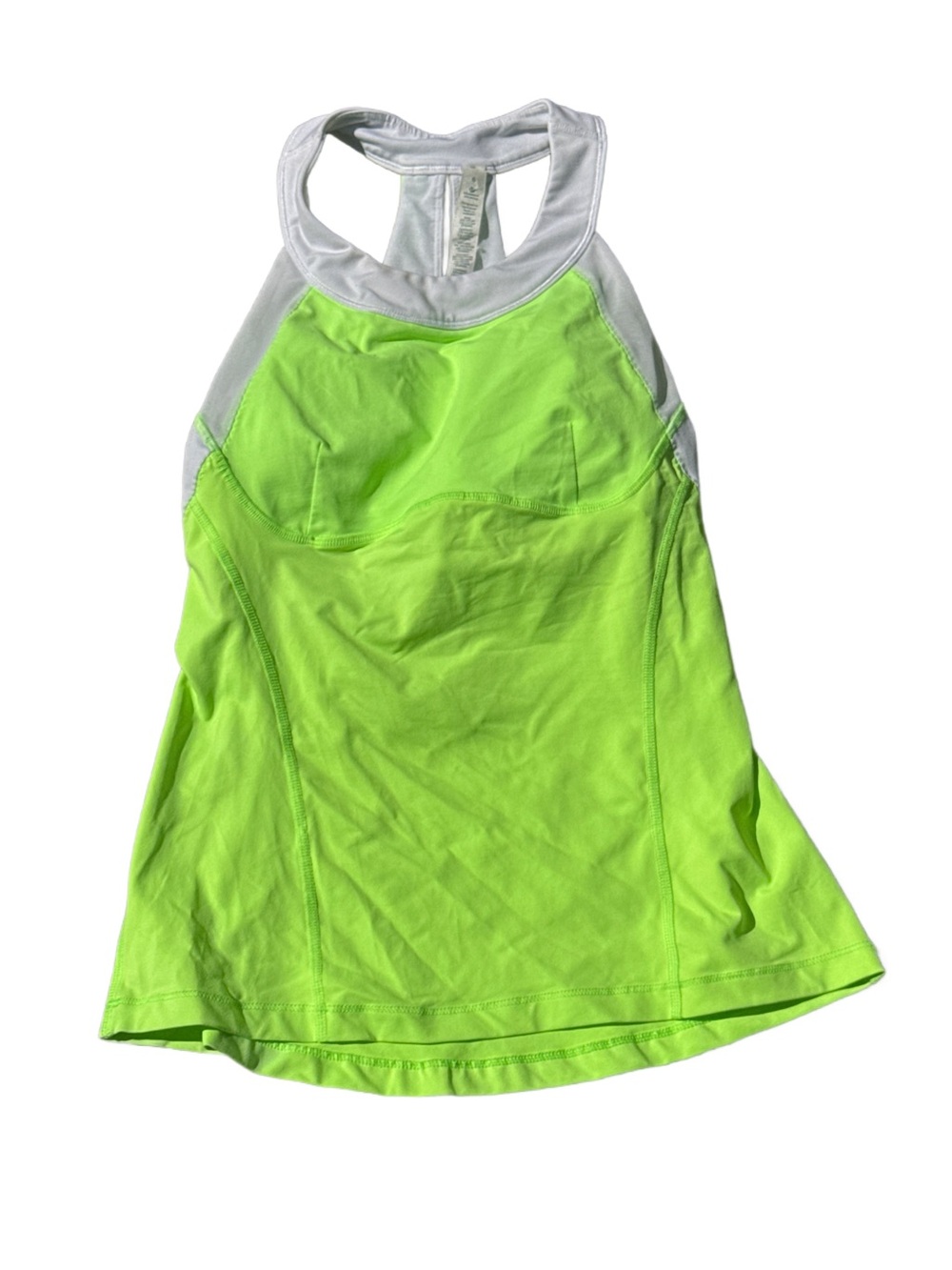 lululemon Neon Lime High-Neck Tank with White Trim size 6